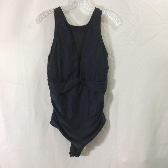 NEW Tempt Me Black One Piece Swimsuit Sheer Insert Tummy Control Size XL NWT - Picture 3 of 7